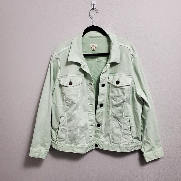 Pastel Mint Green Jean Jacket Plus Size 1x - Picture 3 of 7